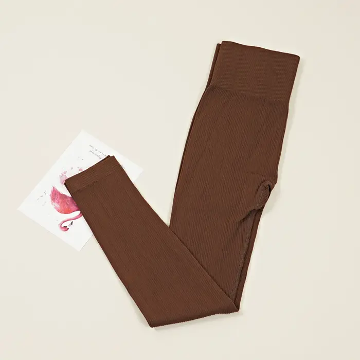 STOUREG Pantalon de yoga pour femme fileté de couleur unie sans couture