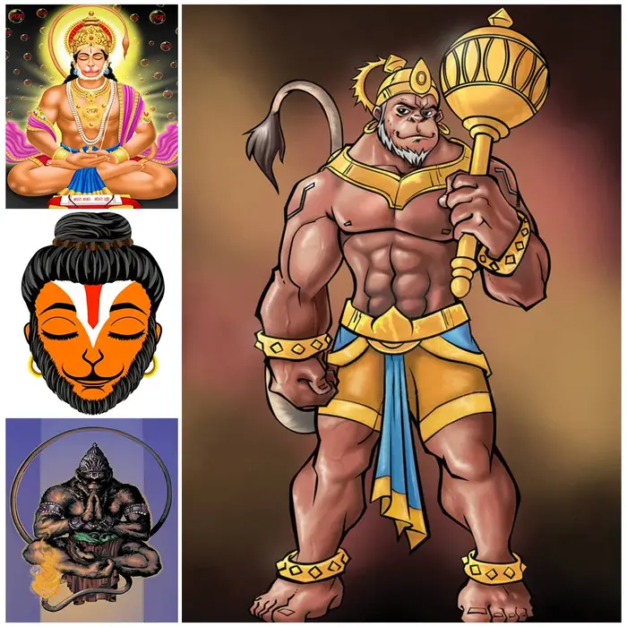 Affiches de dessin animé de méditation Hanuman