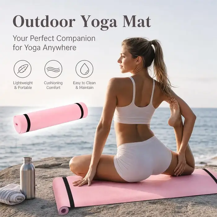 Tapis de yoga et de Pilates 180x50cm, tapis d'exercice portable antidérapant, tapis d'équilibre, tapis d'entraînement pour la maison, la salle de sport, le camping et le sommeil en extérieur