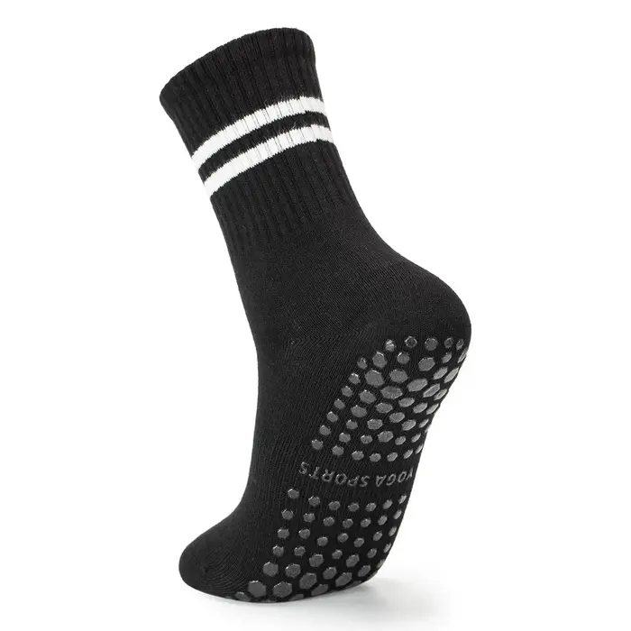 Chaussettes de yoga et de pilates avec poignées pour femmes, chaussettes antidérapantes en coton pou