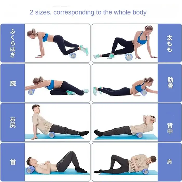 Rouleau de Massage d'axe en mousse de colonne de Yoga de 33cm, Massage musculaire du dos, grille, en