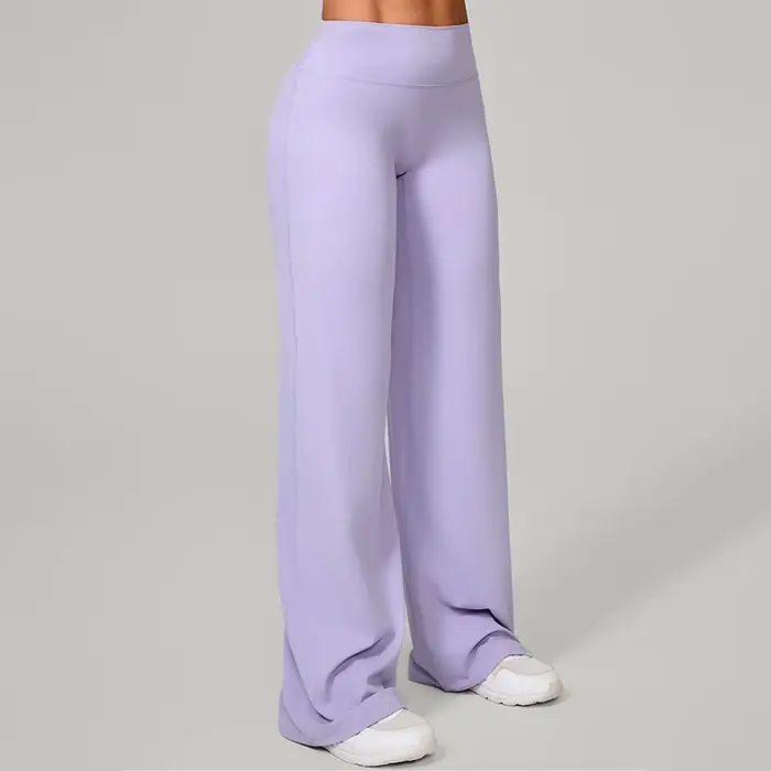 Pantalon de Yoga à jambes droites et douces pour femmes, pantalon à jambes larges, taille moyenne, e