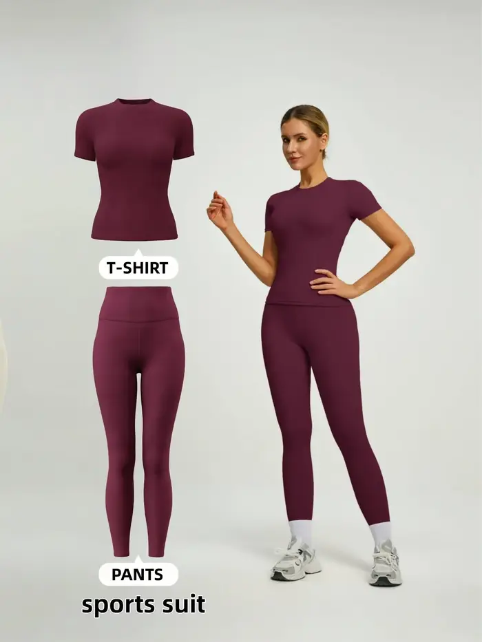 Ensemble sportif à manches courtes pour femmes