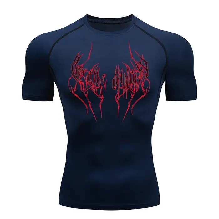 T-Shirt de course à manches courtes pour hommes, chemise de Compression, haut de sport, noir, séchag