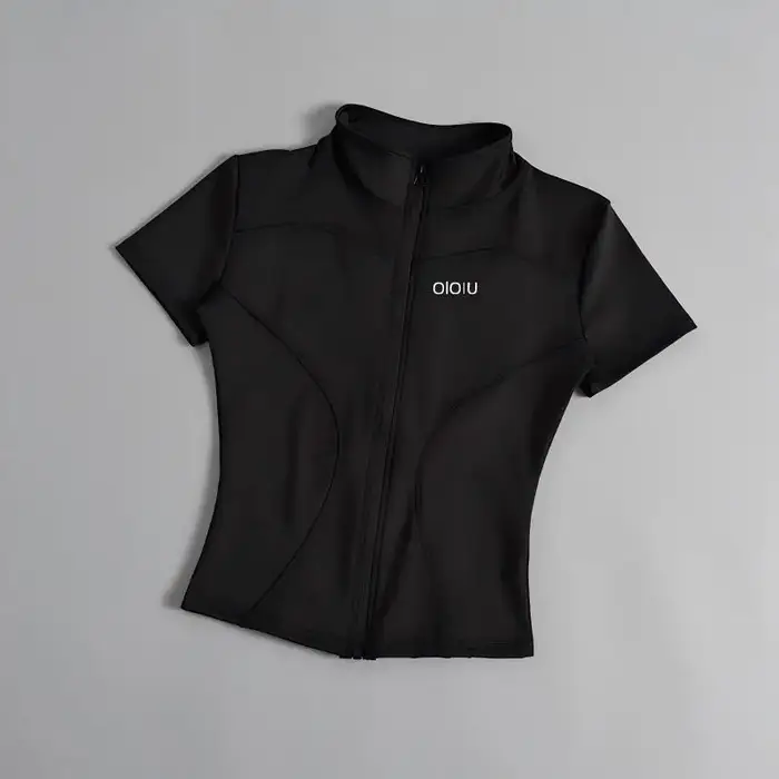 OLOIU Veste de yoga à manches courtes avec col élastique