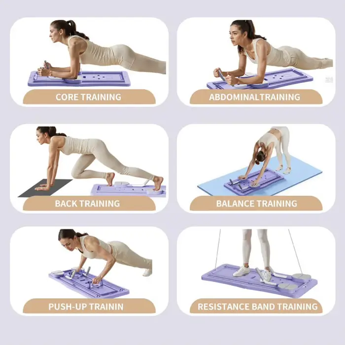 Planche de Pilates pliable 4-en-1 pour la maison, roue d'exercice, équipement de fitness pour la maison, entraîneur de Pilates