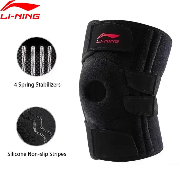 (1 pièce) genouillère Li-ning avec coussinet de Gel rotulien et 4 stabilisateurs à ressort doublure 