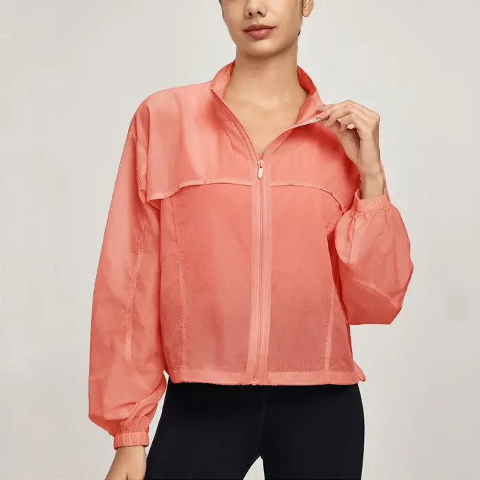 VITALINOVO Veste de sport légère à fermeture éclair pour femme Col montant