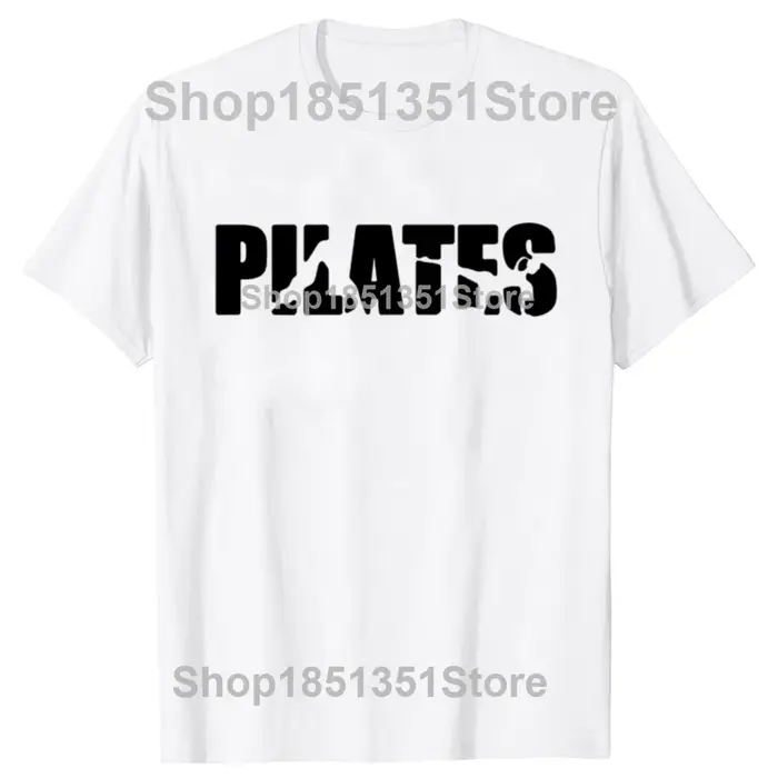T-shirts amusants Pilates avec lettres, style estival, en coton, streetwear, à manches courtes, cade