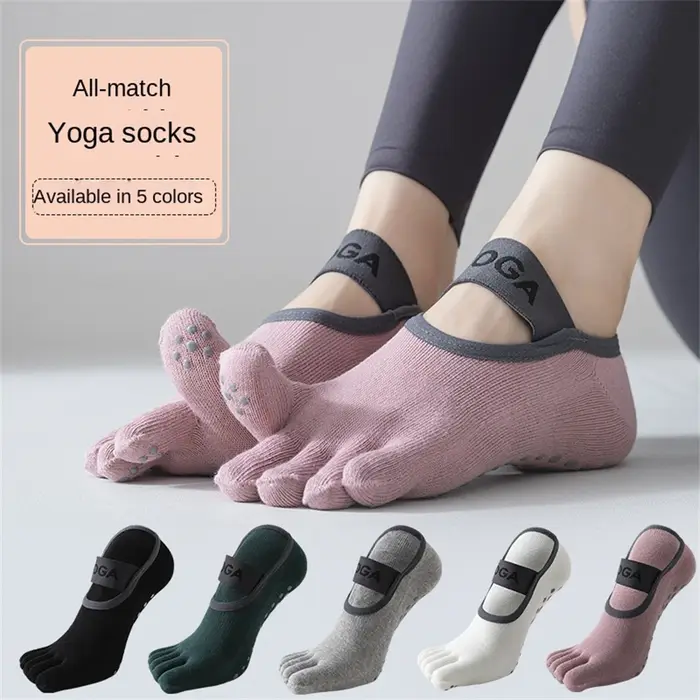 Chaussettes Pilates antidérapantes avec 5 orteils pour femme