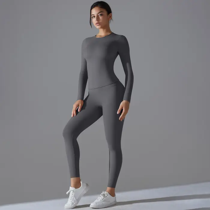 Costume de Yoga ensemble de sport manches respirant extensible GYM Yoga mince Fitness haut actif res