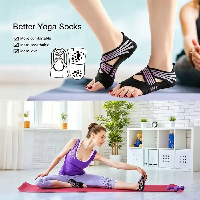 1 paire de chaussettes antidérapantes pour Pilates