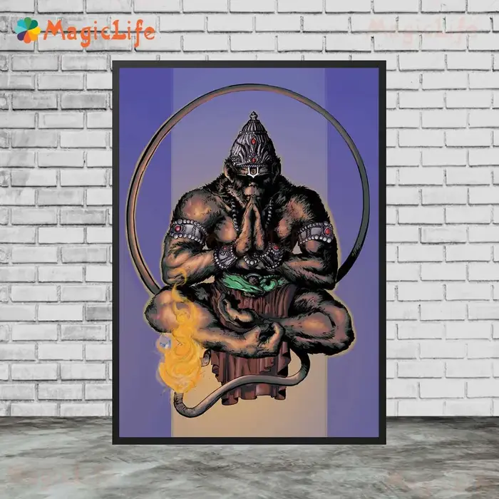 Affiches de dessin animé de méditation Hanuman