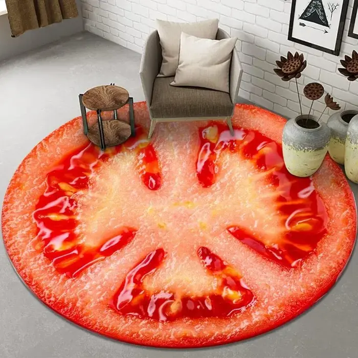 Tapis rond avec motif de fruits comprenant orange