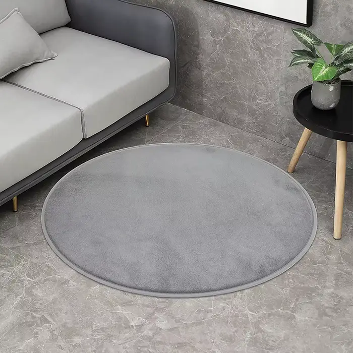 Tapis rond épais en forme de bulle argentée