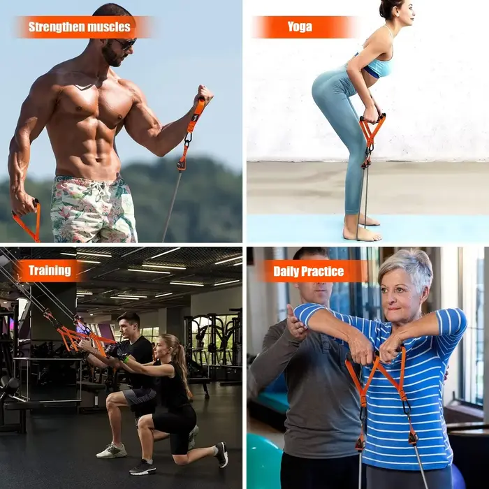 Sangle de résistance avec poignée : utilisée pour l'entraînement musculaire
