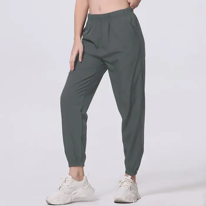 Pantalon de sport décontracté pour femmes, 1/2 pièces, avec poches noires, pour course à pied, Fitne