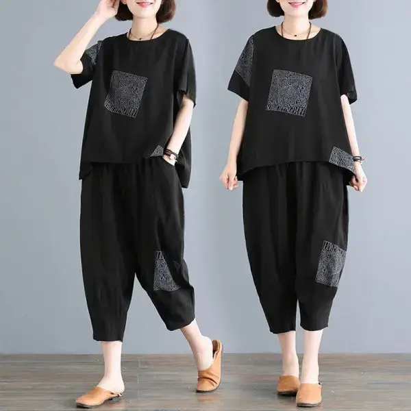 Ensemble de vêtements de sport décontractés grande taille pour femmes, style estival, coupe ample, e