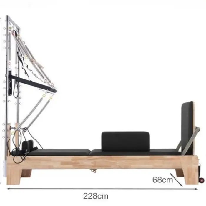 Reformer Pilates en Bois Personnalisé 3-en-1 : Lit de Renforcement Multifonctionnel pour Gym et Studio de Yoga