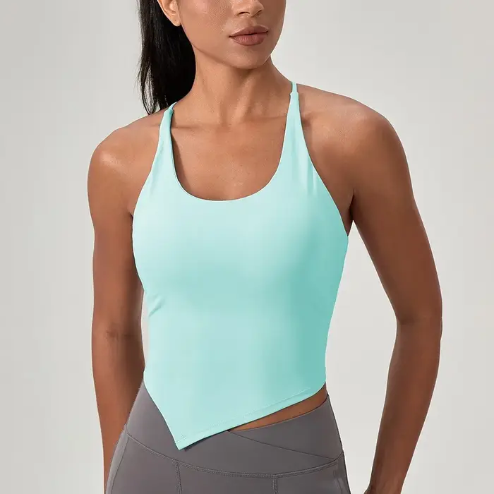 Débardeur de yoga rembourré effet seconde peau pour femme, séchage rapide, extensible, pour la course et la gym