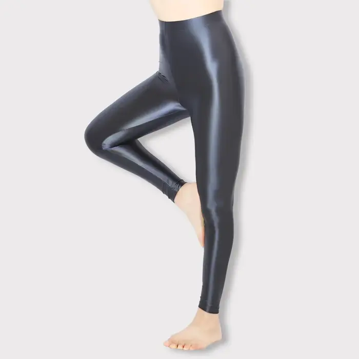 Pantalons de yoga de sport collants opaques lisses en satin collants brillants bas de soie sexy legg