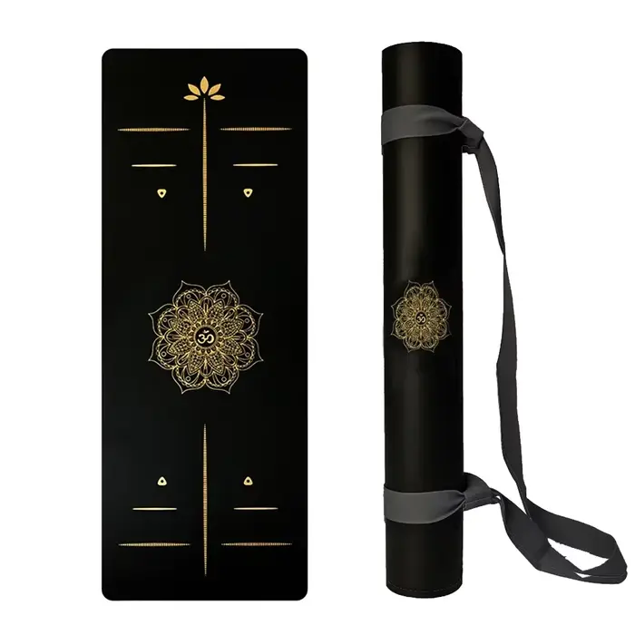 Tapis de Yoga chaud en caoutchouc de 6 pieds, tapis d'exercice, Mandala bronzant élargi de 68cm avec