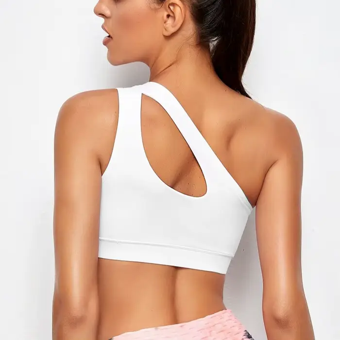 Soutien-gorge de sport pour femmes, Push Up, Fitness, asymétrique, épaule dénudée, antichoc, Yoga, n