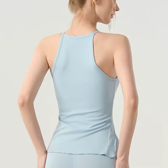 Débardeur de yoga sans manches pour femme avec fentes et coussinets de poitrine