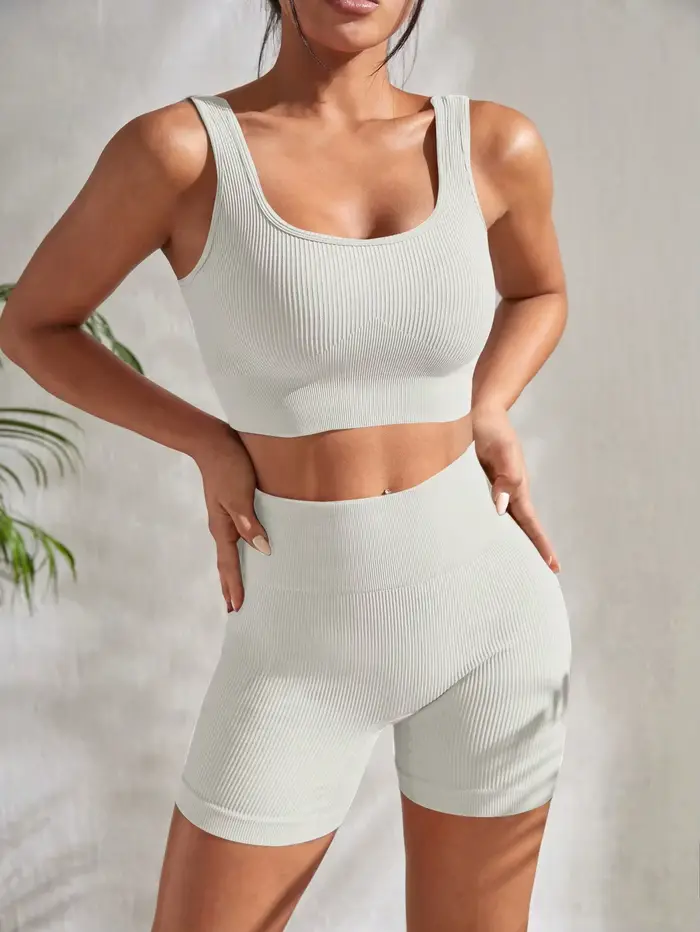 Ensembles de yoga 2 pièces sans couture pour femmes, costume de gymnastique, court, précieux short t