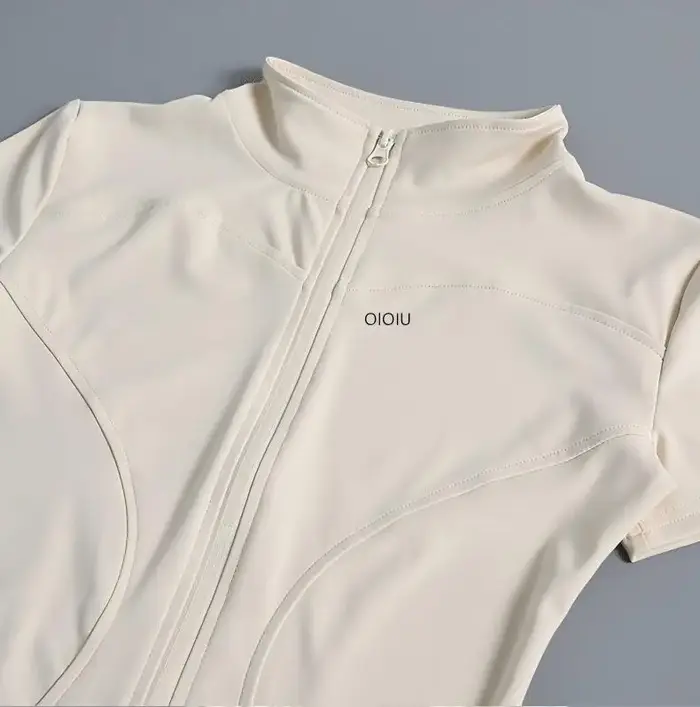 OLOIU Veste de yoga à manches courtes avec col élastique