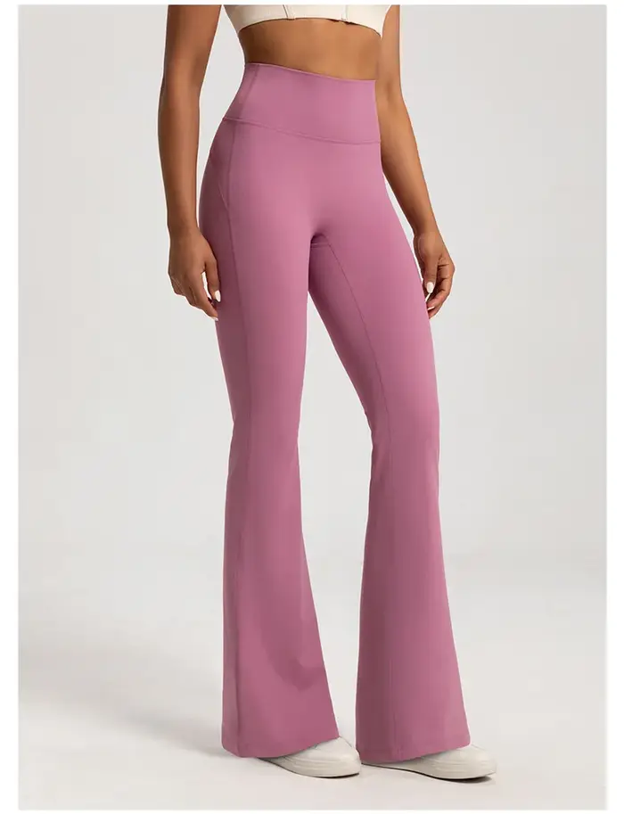 Pantalon de yoga taille haute nu pour femme, pantalon de levage de la hanche, cloche élastique, exer