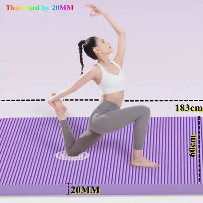 183 cm × 60 cm × 2 cm Tapis de gymnastique Yoga Pilates et tapis de fitness Tapis de gymnastique épais Exercice et sport Isolation phonique Amortissement des vibrations Élargir
