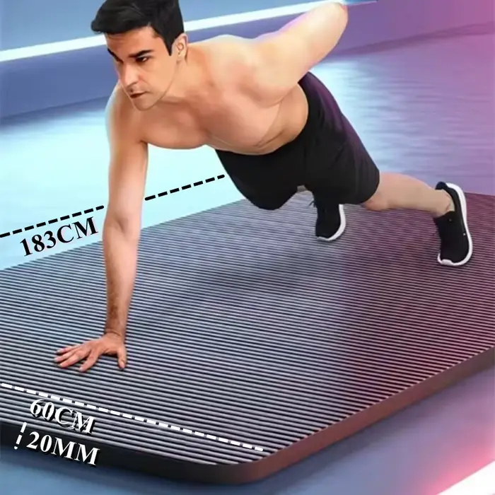 183 cm × 60 cm × 2 cm Tapis de gymnastique Yoga Pilates et tapis de fitness Tapis de gymnastique épais Exercice et sport Isolation phonique Amortissement des vibrations Élargir