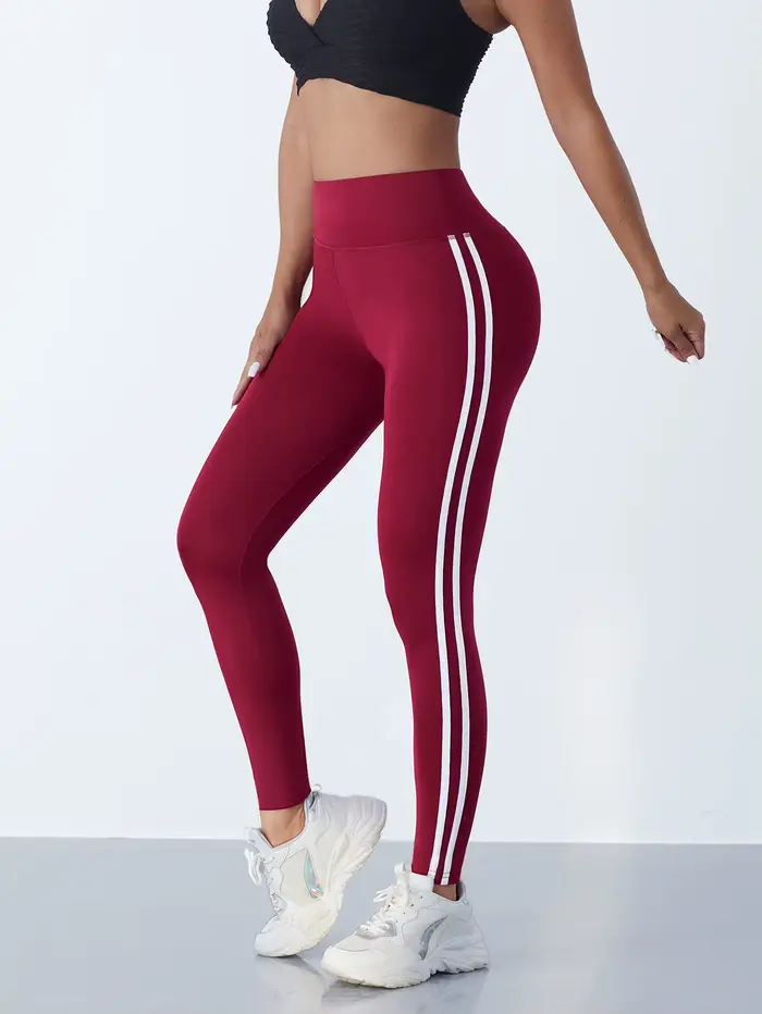 Une pièce sport décontracté côté rayure pantalon taille haute 4 voies Stretch respirant course entra
