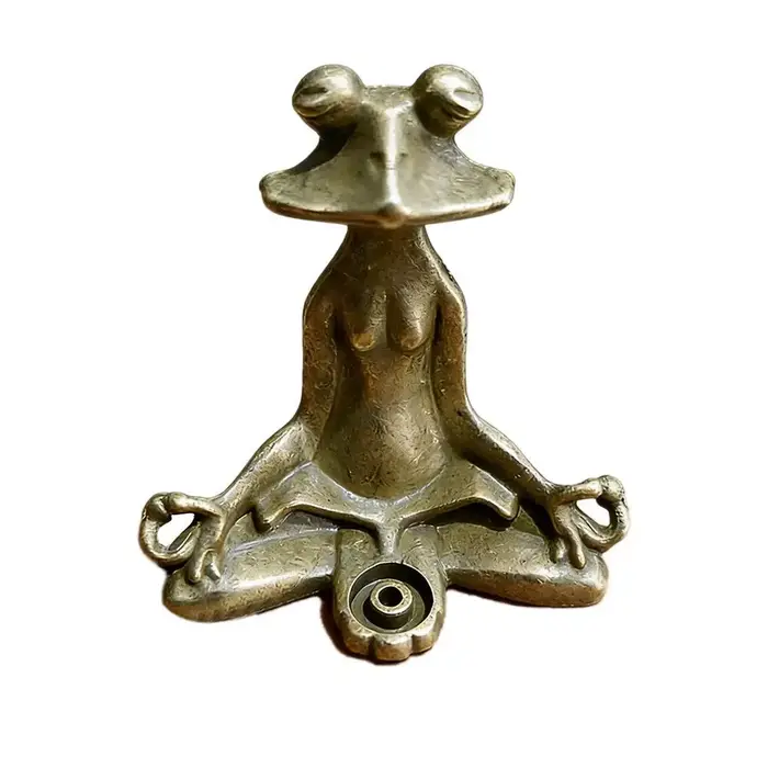 Porte-encens grenouille de méditation, figurine animale mignonne, support pour bâtonnets d'encens po