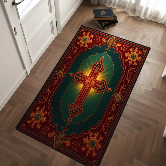 Tapis de prière de luxe rouge et or