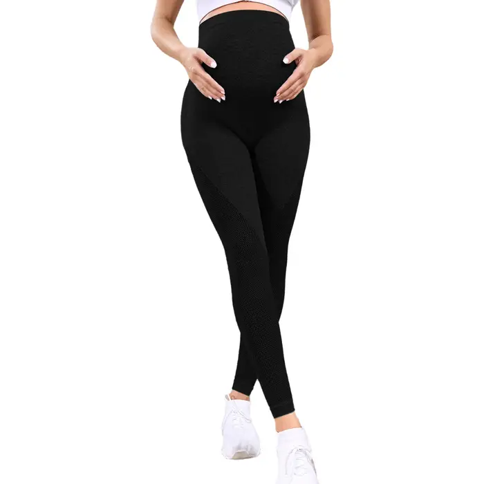 Leggings de yoga décontractés de maternité avec soutien du ventre femme enceinte taille haute pantalons de pilates