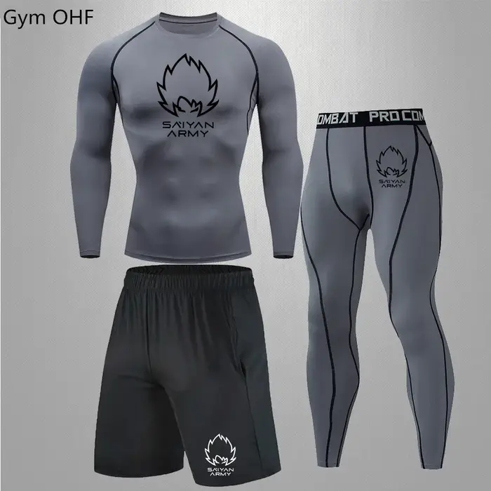 Goku Rashguard survêtement hommes survêtement ensembles pour hommes salle de sport Fitness course sé