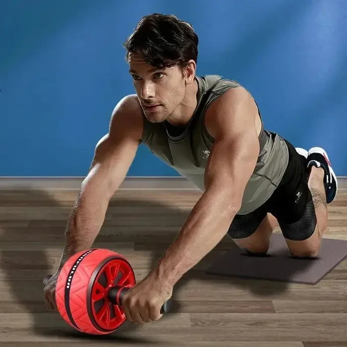Rouleau abdominal à double roue, équipement de fitness multifonctionnel, entraînement quotidien du tronc, base antidérapante sécurisée, adapté aux hommes et aux femmes