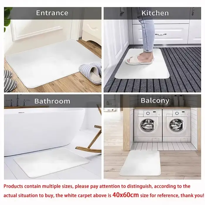 VIKAMA Tapis de bienvenue rétro à motif floral orange en fibre de coco naturelle antidérapant