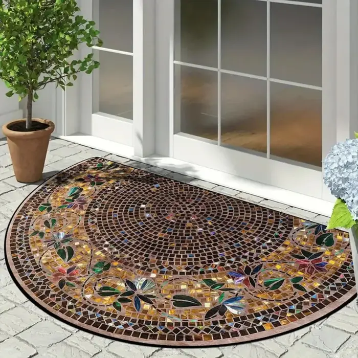 Tapis semi-circulaire durable antidérapant