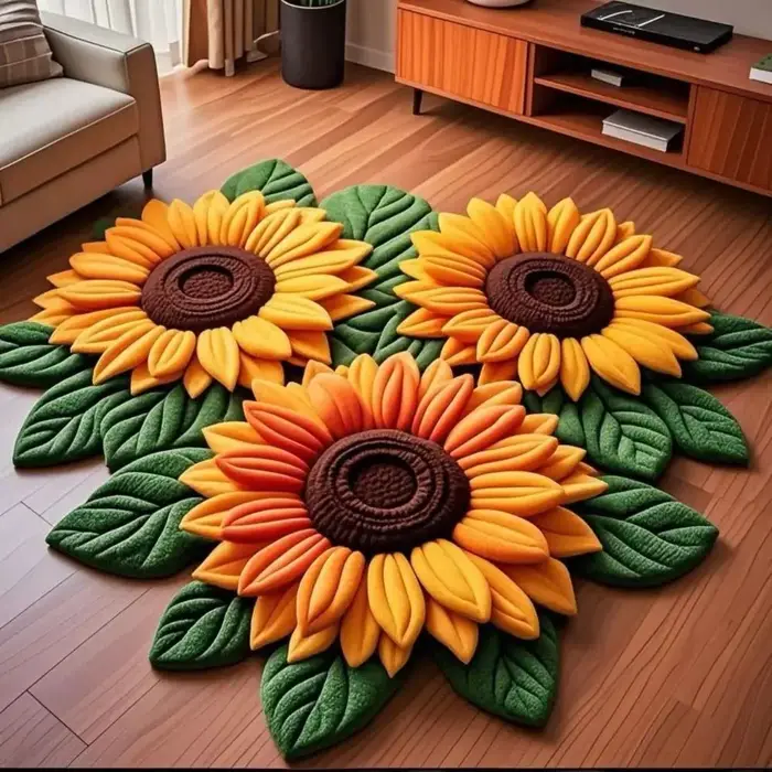 Tapis de sol en forme de tournesol, durable, doux, antidérapant, absorbant, 60x60cm, pour salle de bain, décoration de la maison
