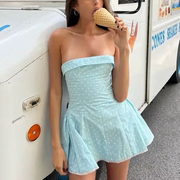 Vêtements pour femmes – Nouvelle collection été 2026 – Robe bustier sexy style Spice Girl à col bateau