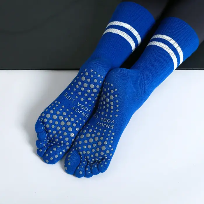 Chaussettes de Pilates antidérapantes à cinq orteils pour femmes, chaussettes de Yoga respirantes en