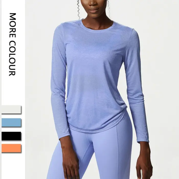 Chemise de Yoga à manches longues pour femmes, plissée sur le côté, ample, haut de gymnastique, resp