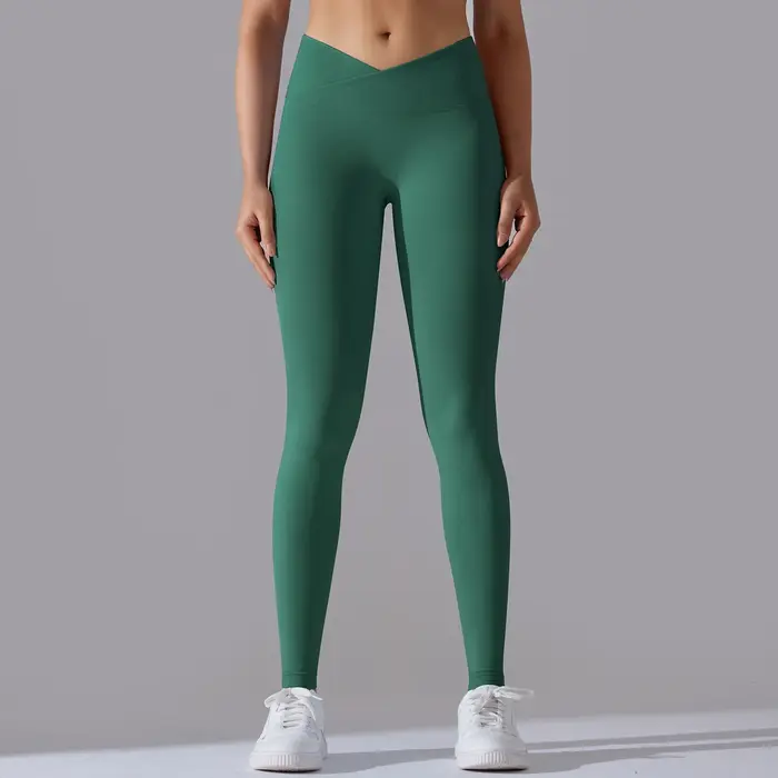 Taille croisée femmes Yoga Leggings hanches levage Gym Leggings sans couture Sport pantalon taille h