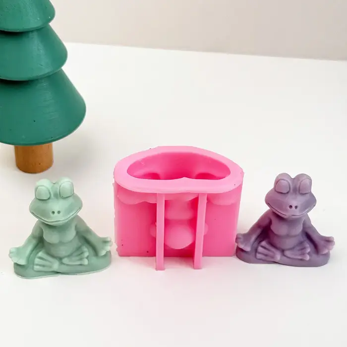 Méditation grenouille bougie Silicone moules bricolage à la main arôme Yoga ornement gypse plâtre moule artisanat Art