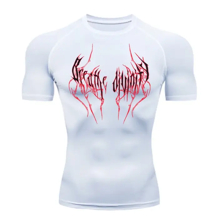 T-Shirt de course à manches courtes pour hommes, chemise de Compression, haut de sport, noir, séchag