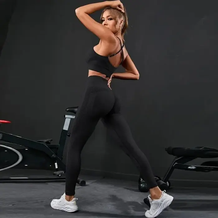 Ensemble de yoga sans couture pour femme, survêtement 2 pièces, vêtements de sport d'entraînement, l