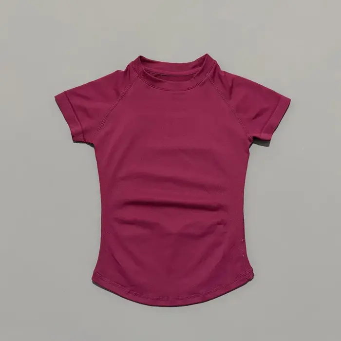 HISTELLO Df Haut de sport uni à manches courtes pour femme